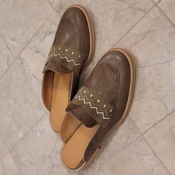 Sundance Olive Green Embroidered Leather Mule Slip-On Shoes - Size 36 = 5 1/2 - Picture 5 of 9